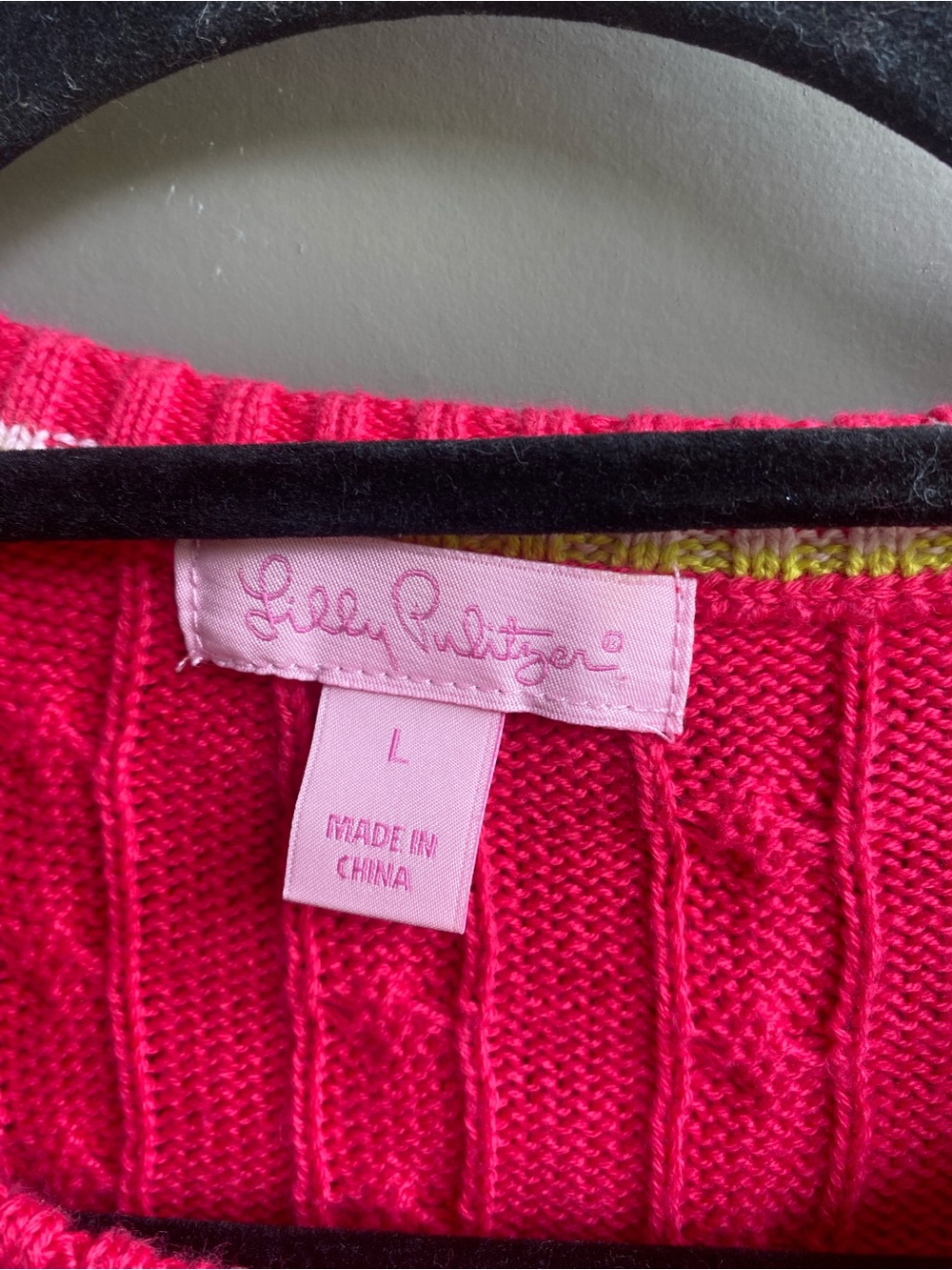 Lilly Pulitzer Women’s Cable Knit Crewneck Sweater - Pink Size L - Picture 5 of 12